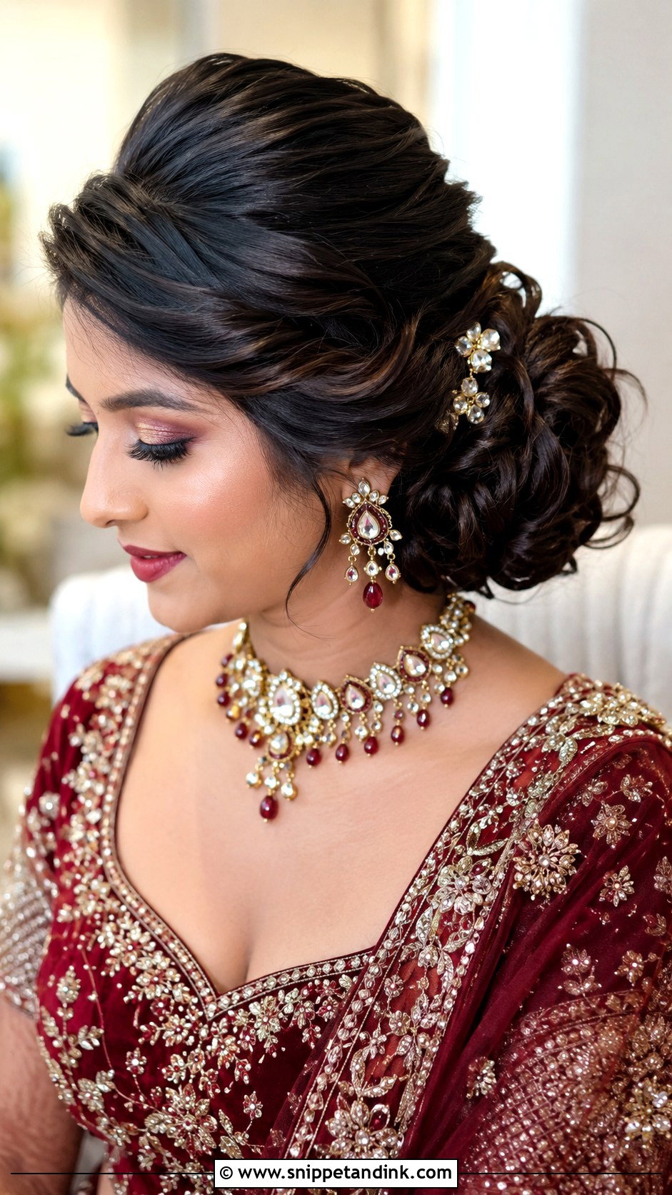 Side Bun Hairstyle For Indian Wedding - Snippet and Ink - 15 Side Hairstyles Indian Wedding