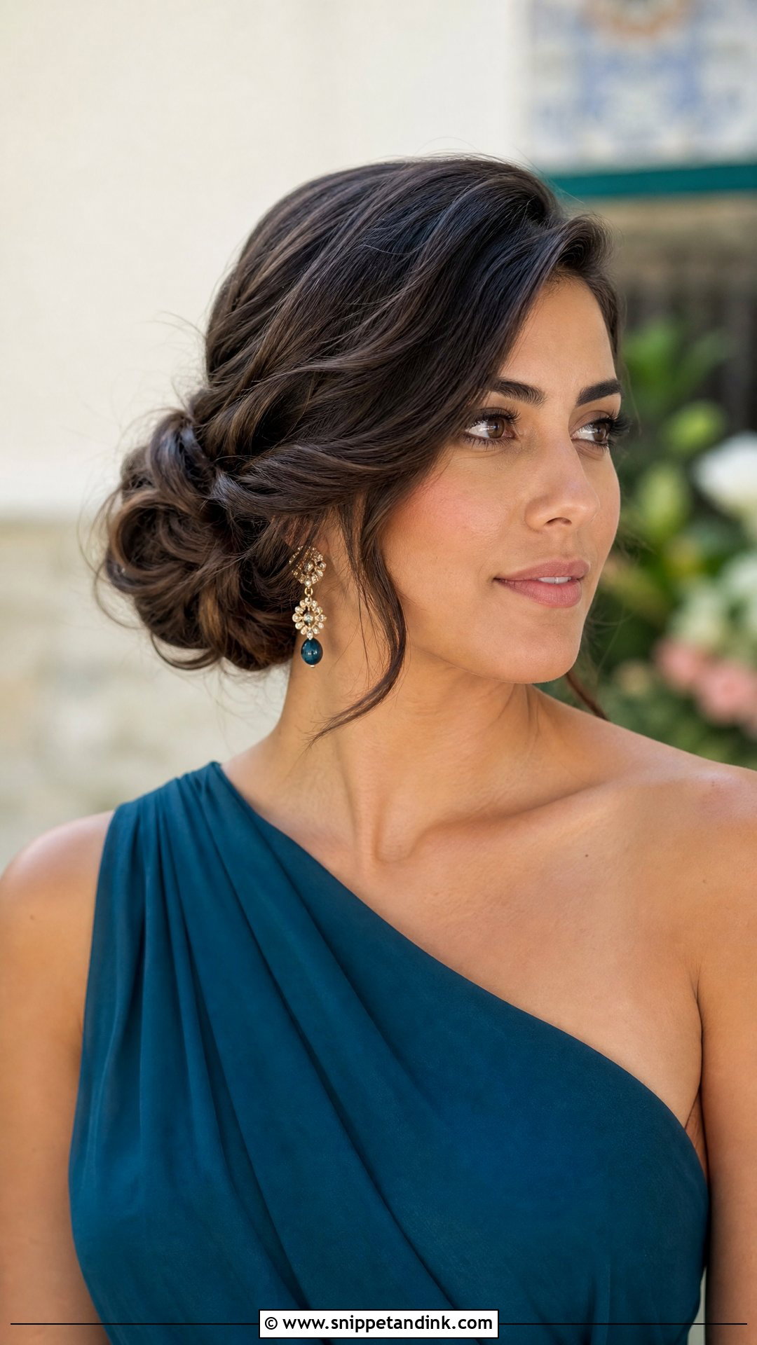 Side Bun Updo For Medium Hair - Snippet and Ink - 15 Easy Medium Hair Wedding Guest Updo Ideas