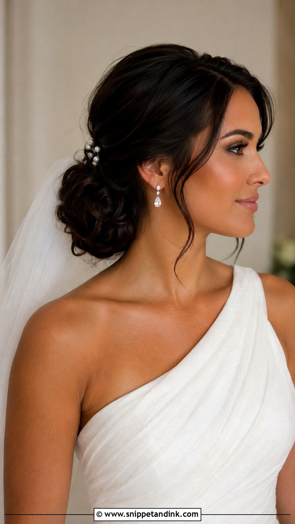 Side Bun Updo With Veil - Snippet and Ink - 15 Updos with Veil