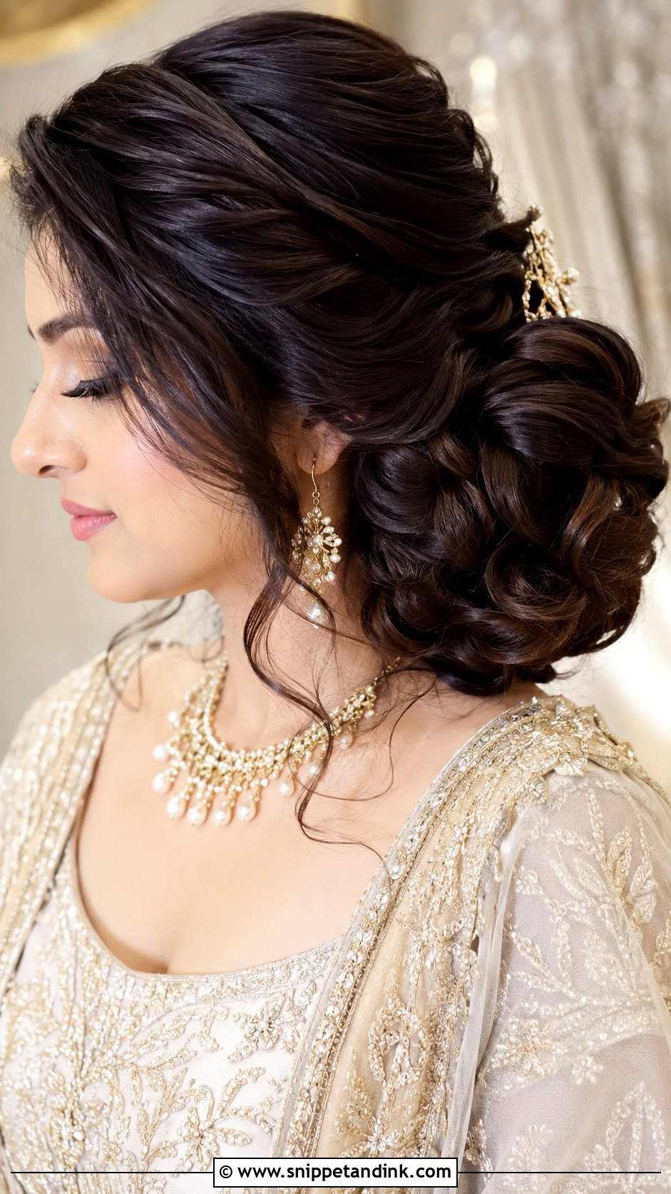 Side Bun Wedding Hair For Long Hair - Snippet and Ink - 15 Side Bun Wedding Ideas