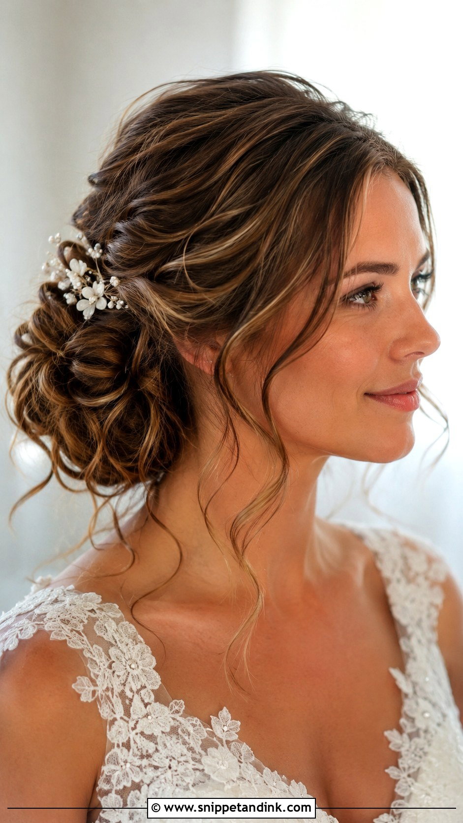 Side Bun Wedding Hair With Flowers - Snippet and Ink - 15 Side Bun Wedding Ideas
