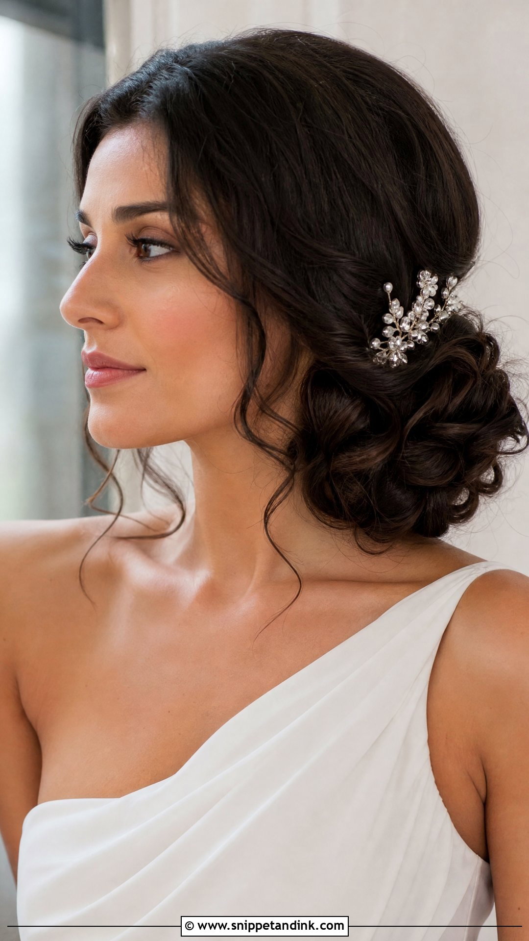 Side Bun Wedding Updo For Long Hair - Snippet and Ink - 20 Up Hairstyles for Long Hair Wedding