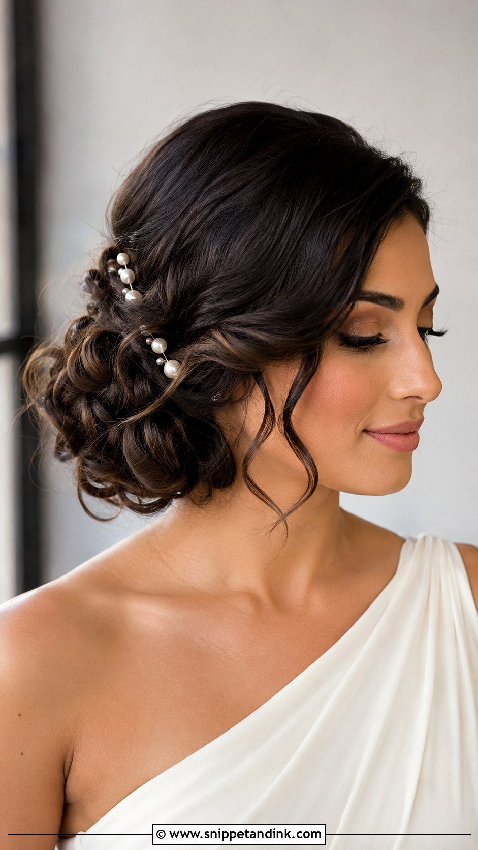 Side Bun Wedding Updo With Pearls - Snippet and Ink - 15 Wedding Updo with Pearls Ideas