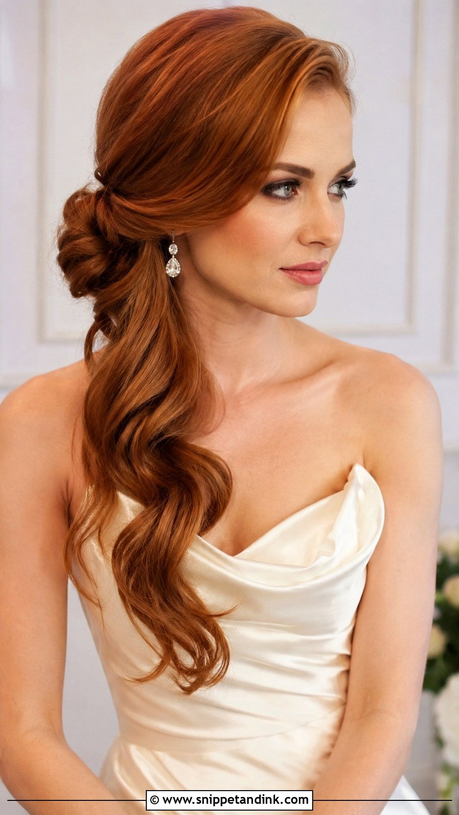 Side Bun With Cascading Waves - Snippet and Ink - 20 Side Bun Hairstyles Wedding