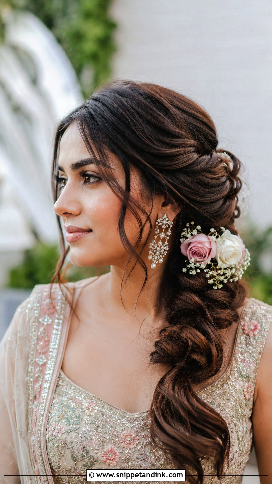 Side Bun With Flowers - Snippet and Ink - 20 Ban Hairstyle Indian Wedding Ideas