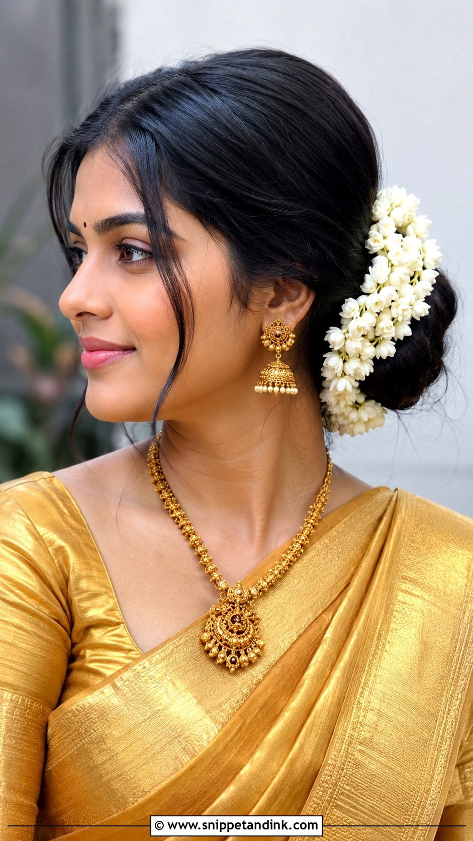 Side Bun With Gajra - Snippet and Ink - 30 Indian Wedding Hairstyles