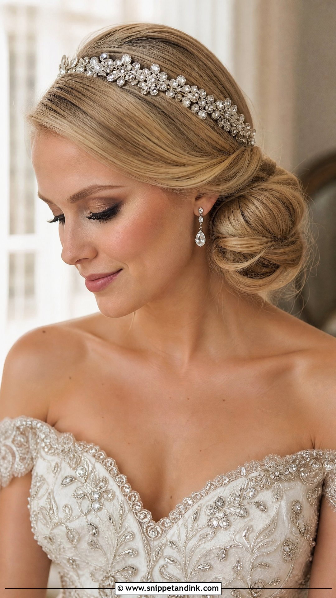 Side Bun With Headband - Snippet and Ink - 25 Side Bun Wedding Hair Ideas