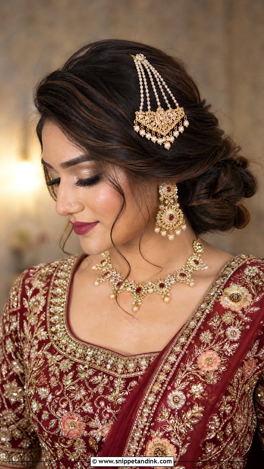 Side Bun With Passa Accessory - Snippet and Ink - 20 Barat Bridal Hairstyle Ideas