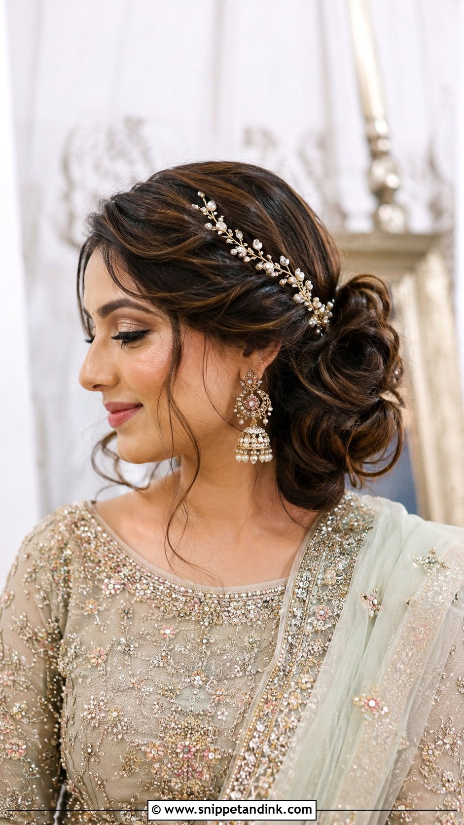Side Bun With Passa - Snippet and Ink - 25 Pakistani Bridal Hairstyles Walima