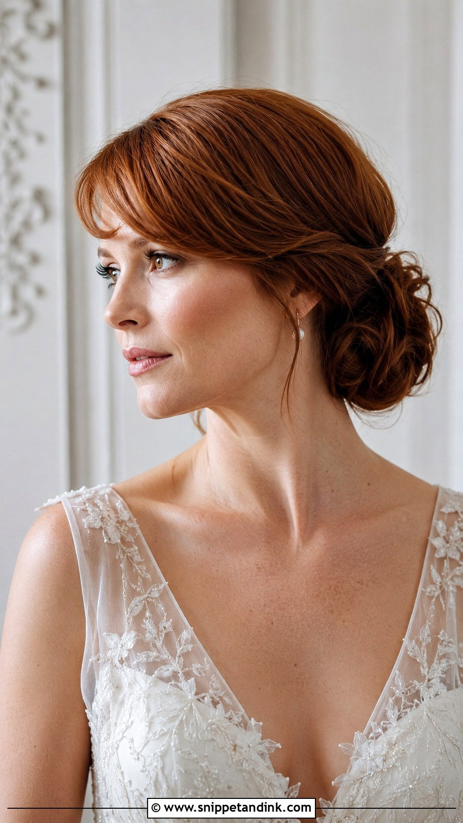 Side Bun With Side Swept Bangs - Snippet and Ink - 20 Side Bun Hairstyles Wedding