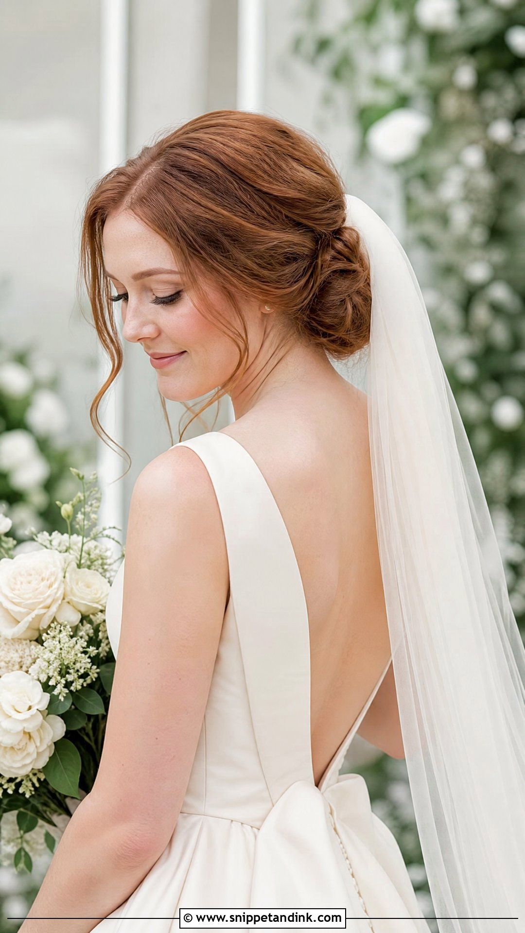 Side Bun With Veil - Snippet and Ink - 25 Side Bun Wedding Hair Ideas