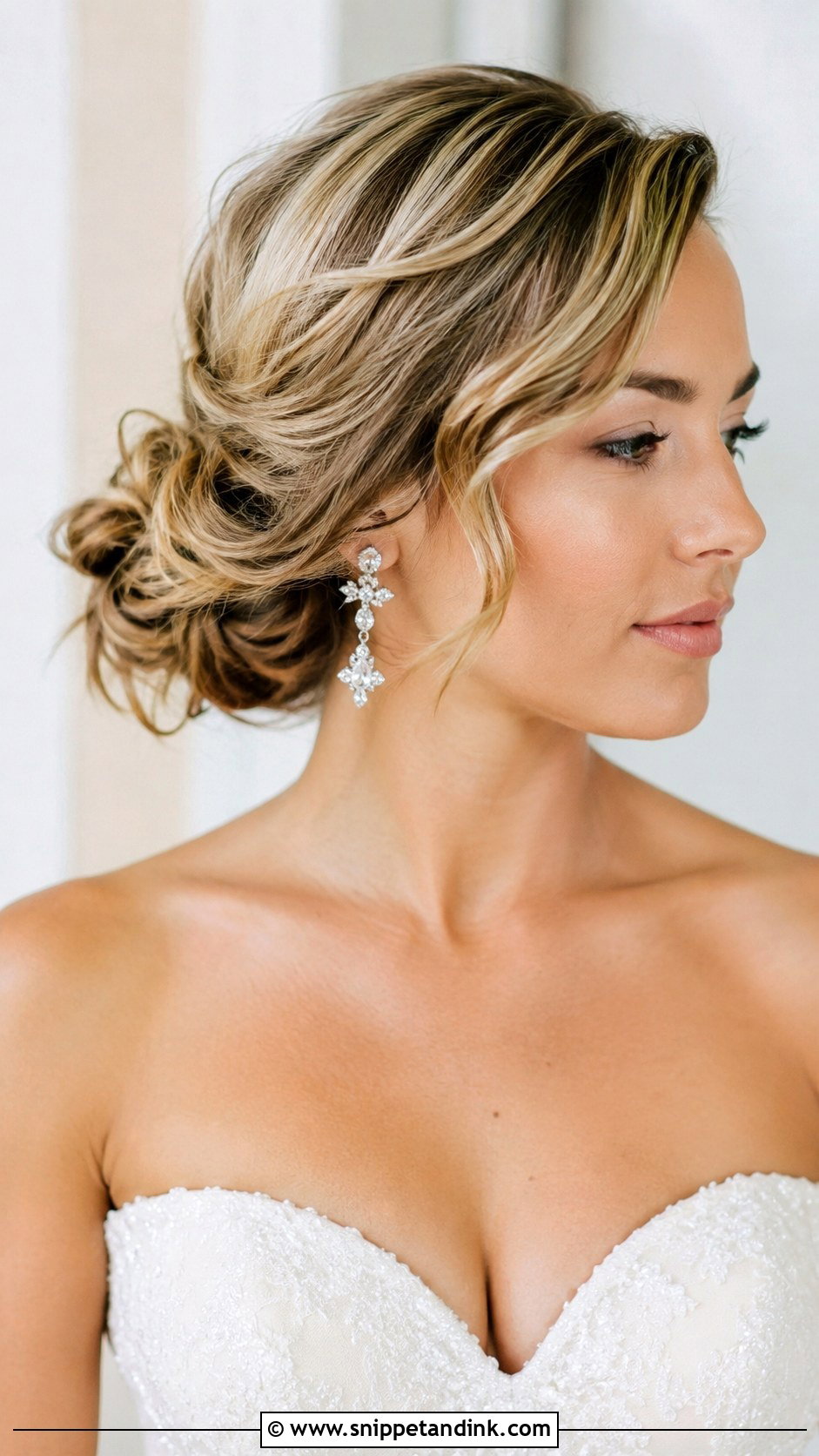 Side Bun for Short Wedding Hair - Snippet and Ink - 20 Short Hair Bun Wedding Ideas