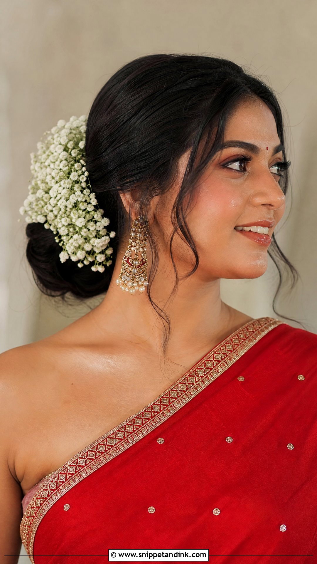 Side Bun with Gajra - Snippet and Ink - 20 Indian Hairstyles for Bridal