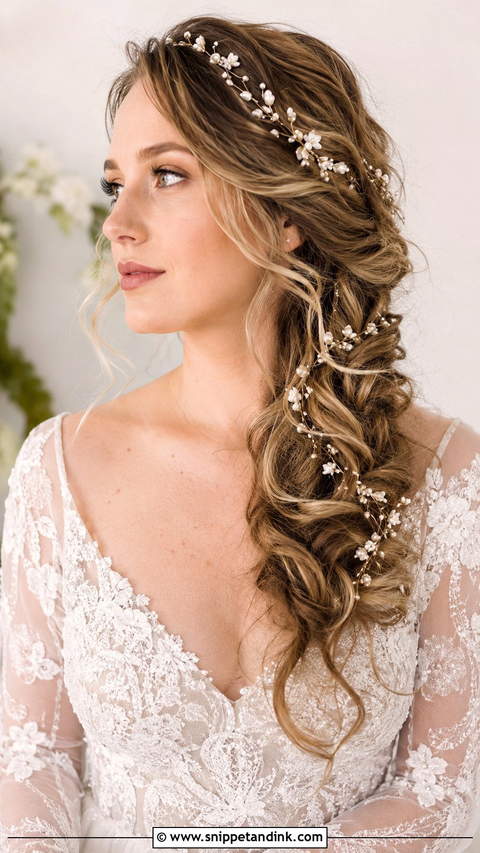 Side Curls With Hair Vine - Snippet and Ink - 20 Side Curls Wedding Hair