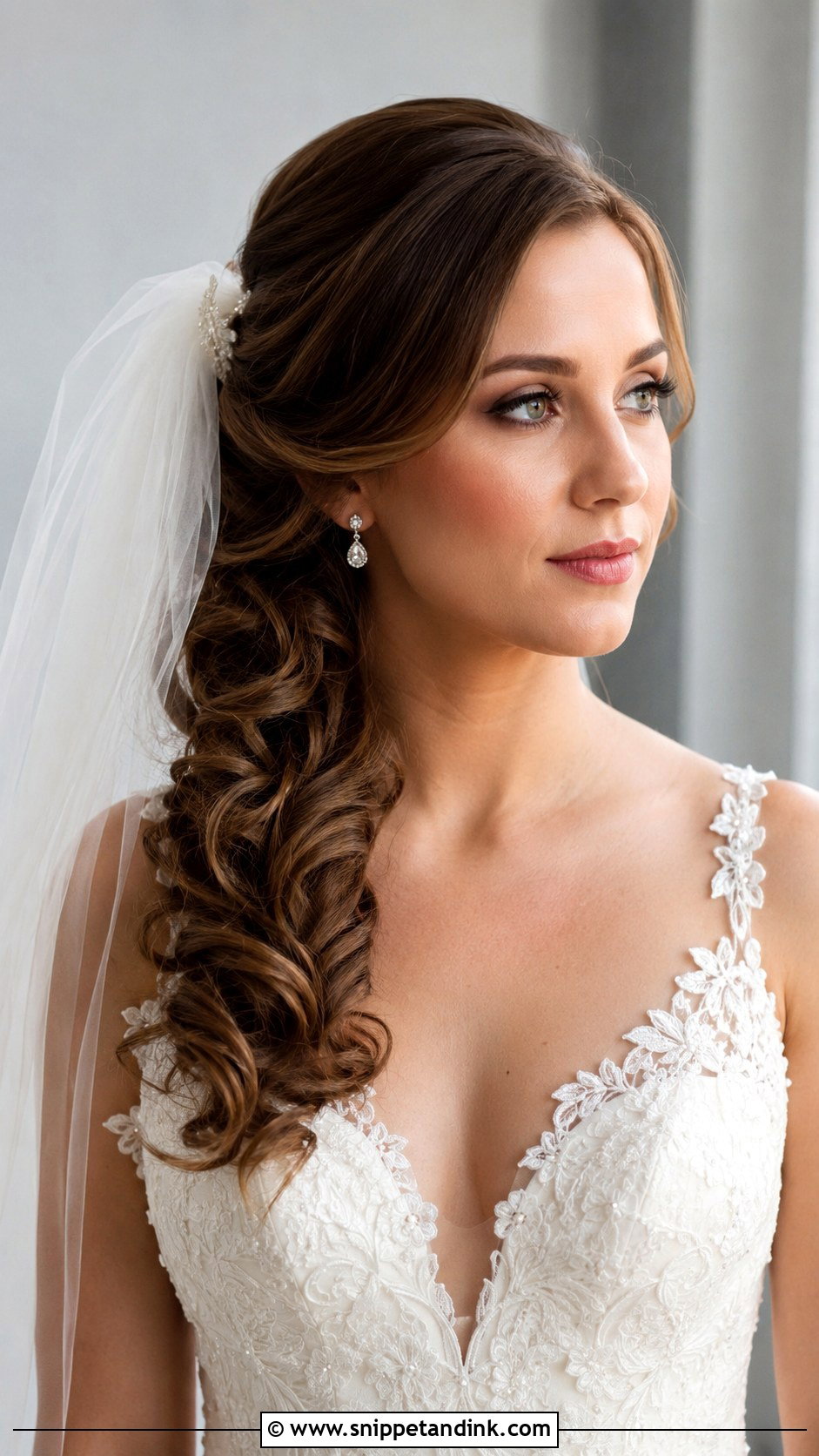 Side Curls With Veil - Snippet and Ink - 20 Side Curls Wedding Hair