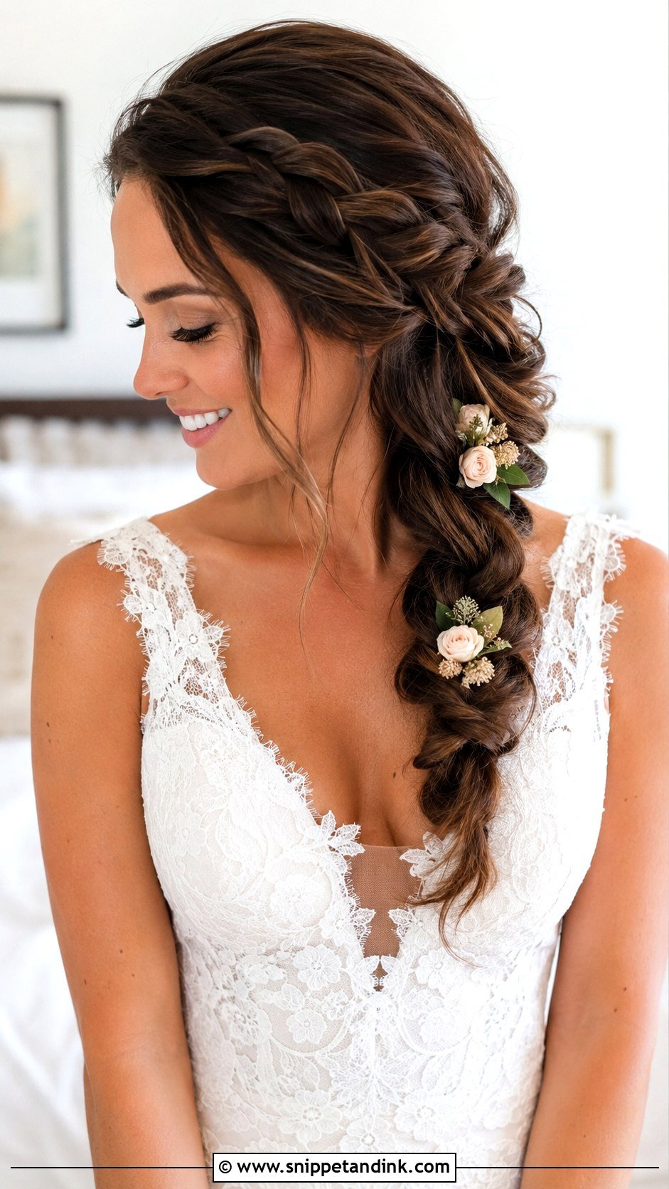 Side Dutch Braid - Snippet and Ink - 30 One Sided Wedding Hairstyle Ideas