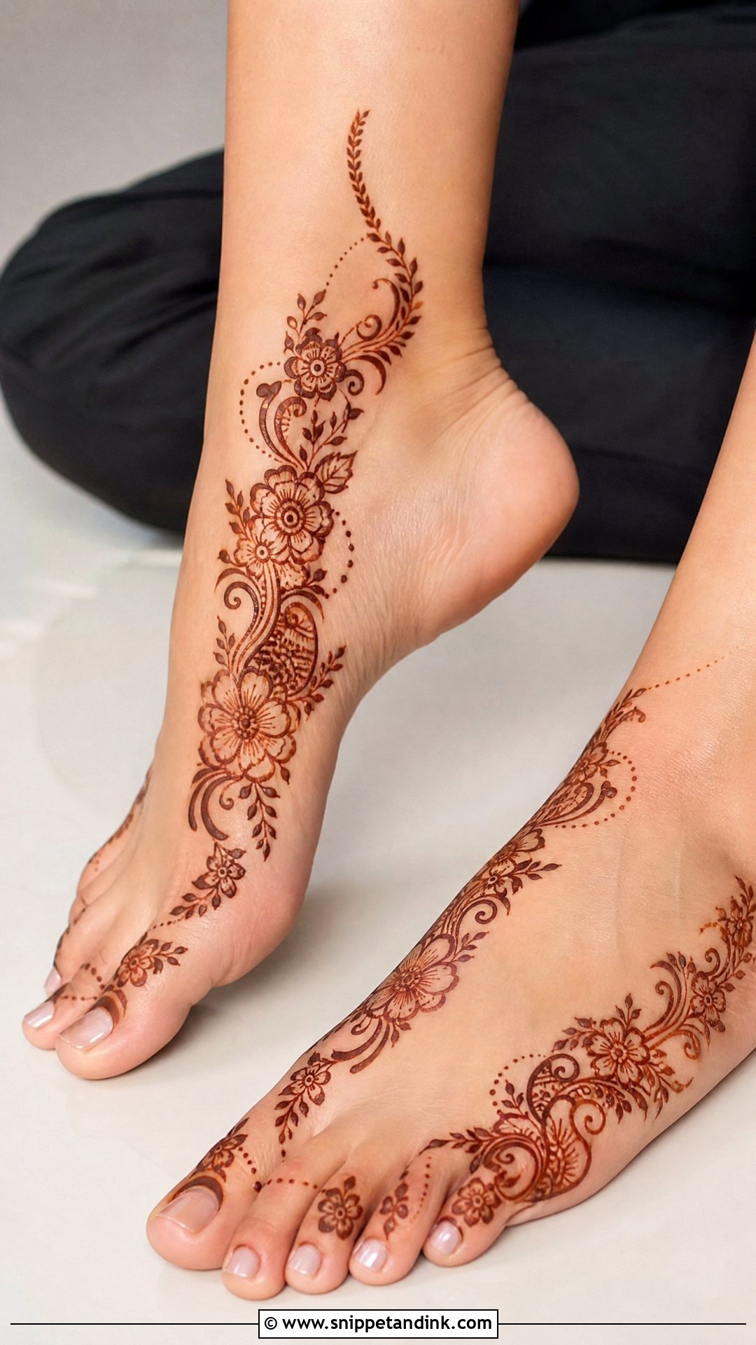 Side Feet Mehndi Design - Snippet and Ink - 30 Unique Feet Mehndi Designs