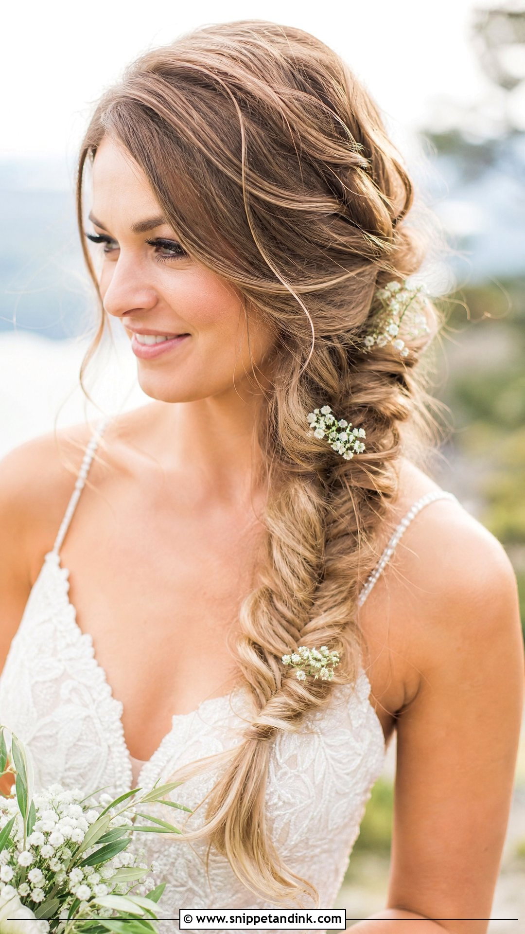 Side Fishtail Braid - Snippet and Ink - 20 Bridal Hair One Side Pulled Back Ideas