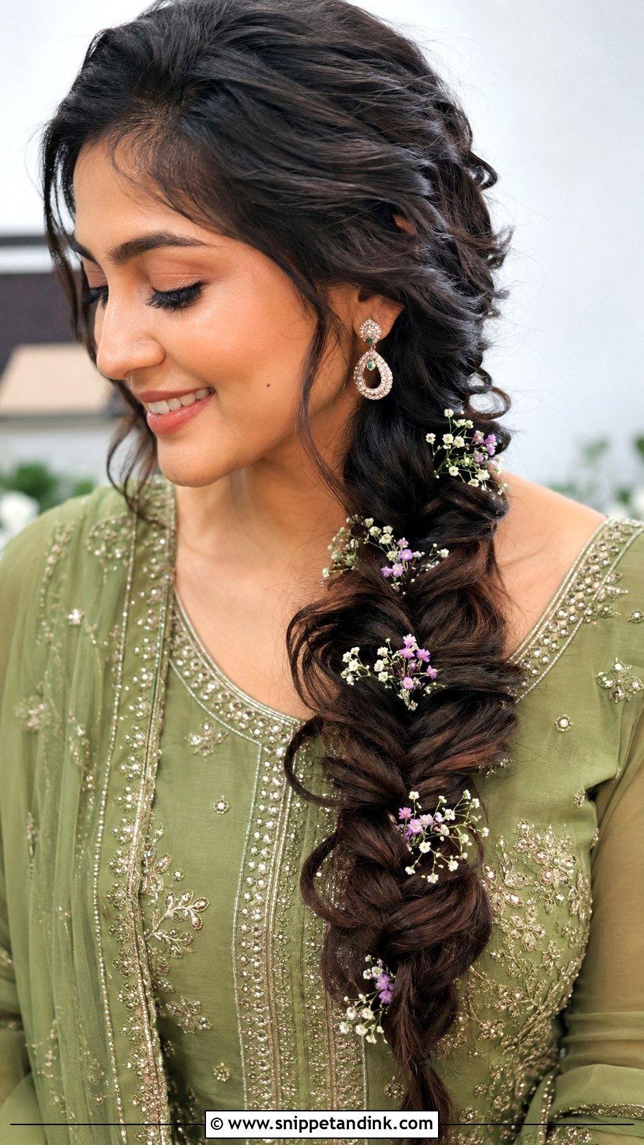Side Fishtail Braid - Snippet and Ink - 20 Simple Hairstyles for Indian Wedding