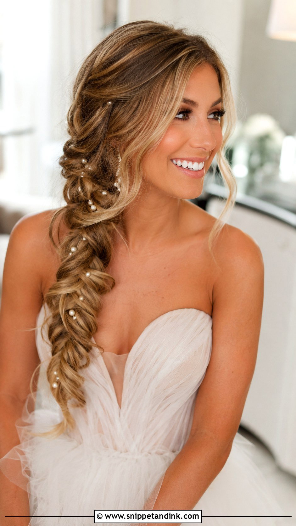 Side Fishtail Braid - Snippet and Ink - 30 One Sided Wedding Hairstyle Ideas