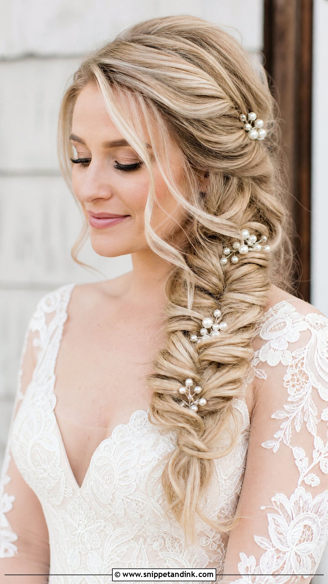 Side Fishtail Braid Bridal Hair - Snippet and Ink - 15 Fishtail Bridal Hair Ideas