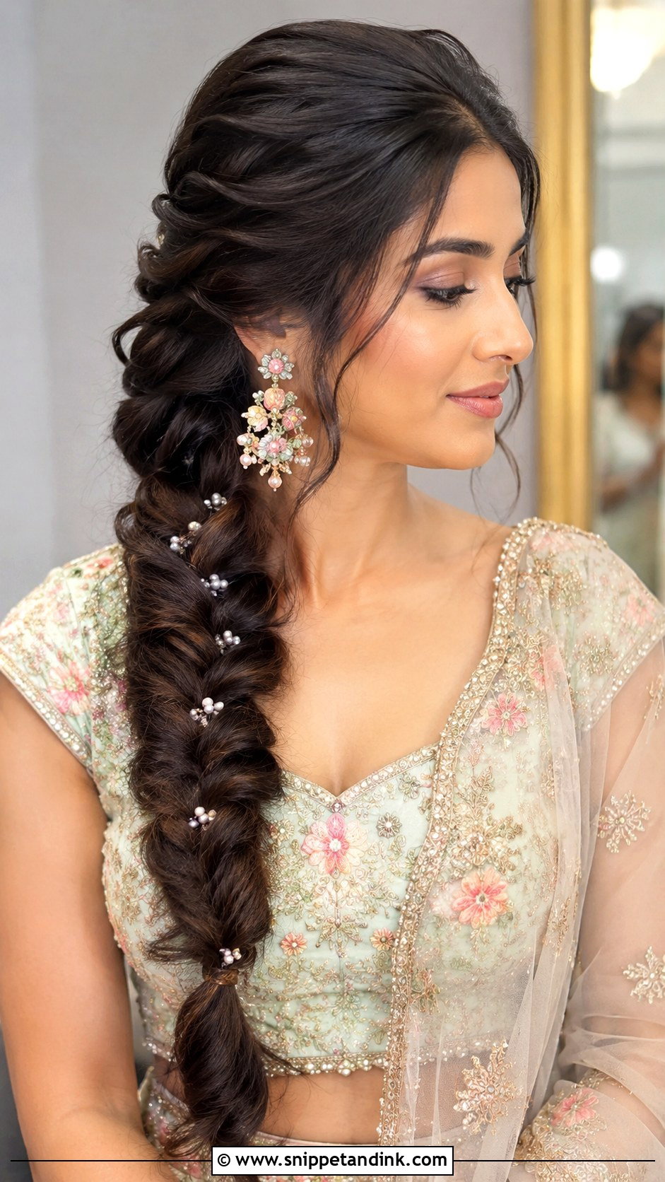 Side Fishtail Braid Indian Wedding Hairstyle - Snippet and Ink - 15 Side Hairstyles Indian Wedding