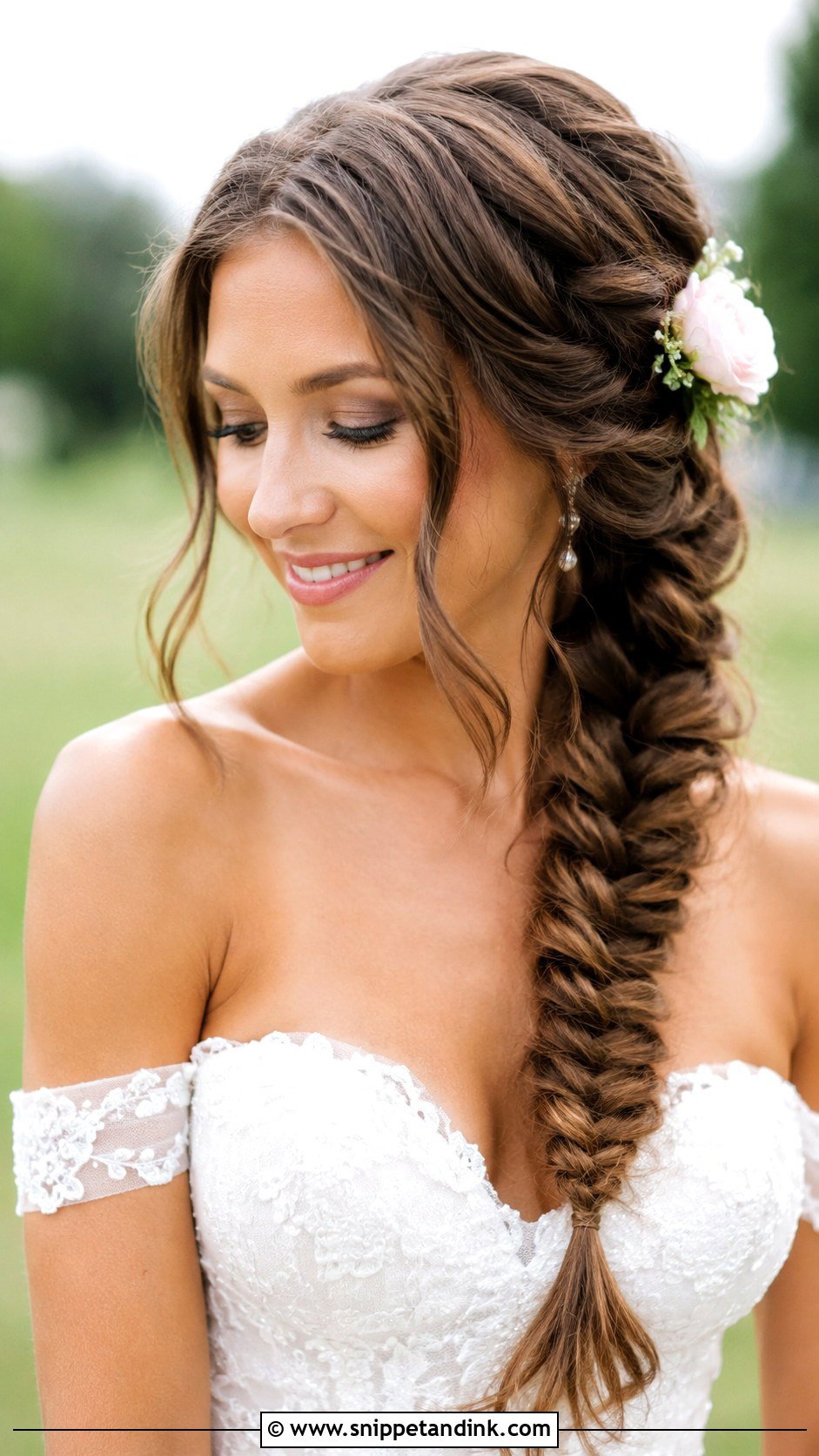 Side Fishtail Braid Wedding Hairstyle - Snippet and Ink - 25 Boho Braid Wedding Hair Ideas
