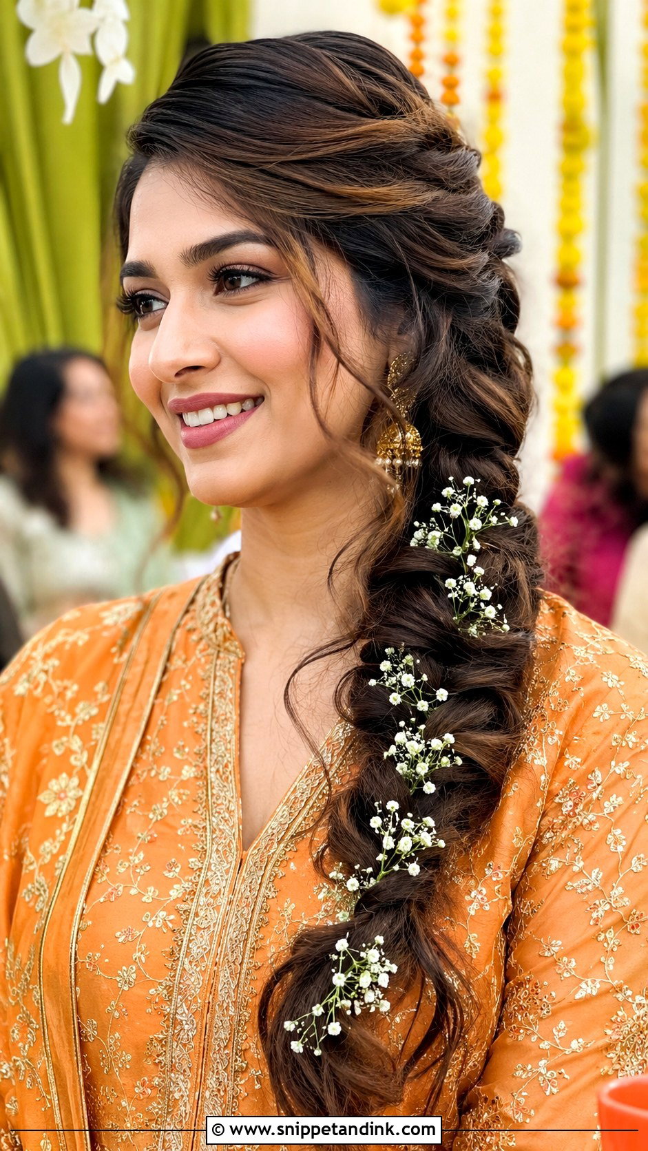 Side Fishtail Braid for Bride - Snippet and Ink - 30 Mehndi Hairstyles for Bride
