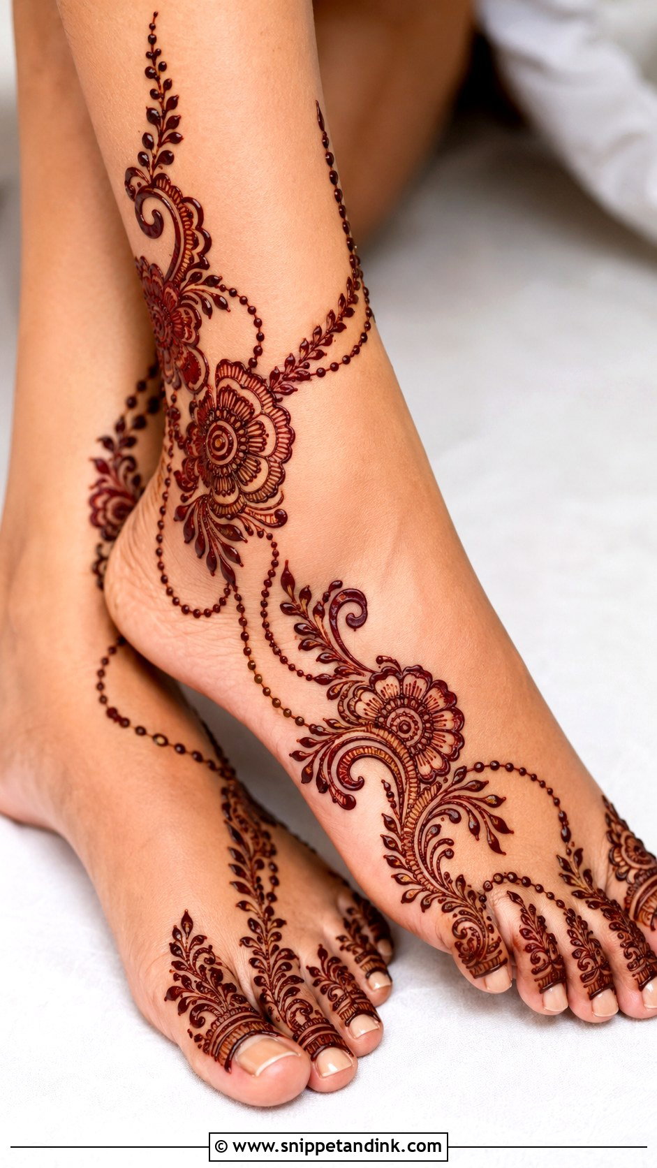 Side Foot Bridal Mehndi Design - Snippet and Ink - 30 Bridal Mehndi Designs for Foot