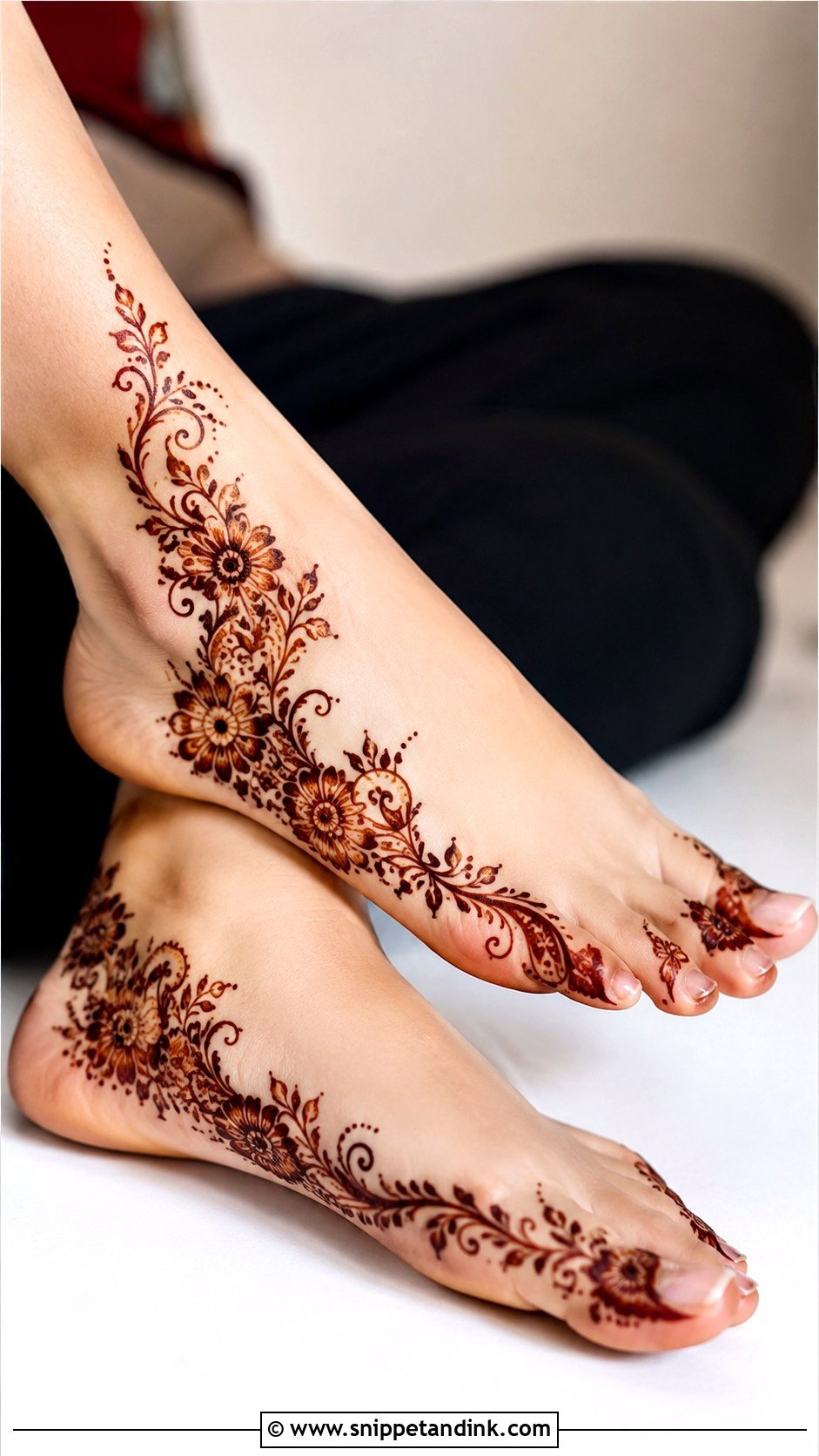 Side Foot Mehndi Design - Snippet and Ink - 35 Foot Mehndi Designs