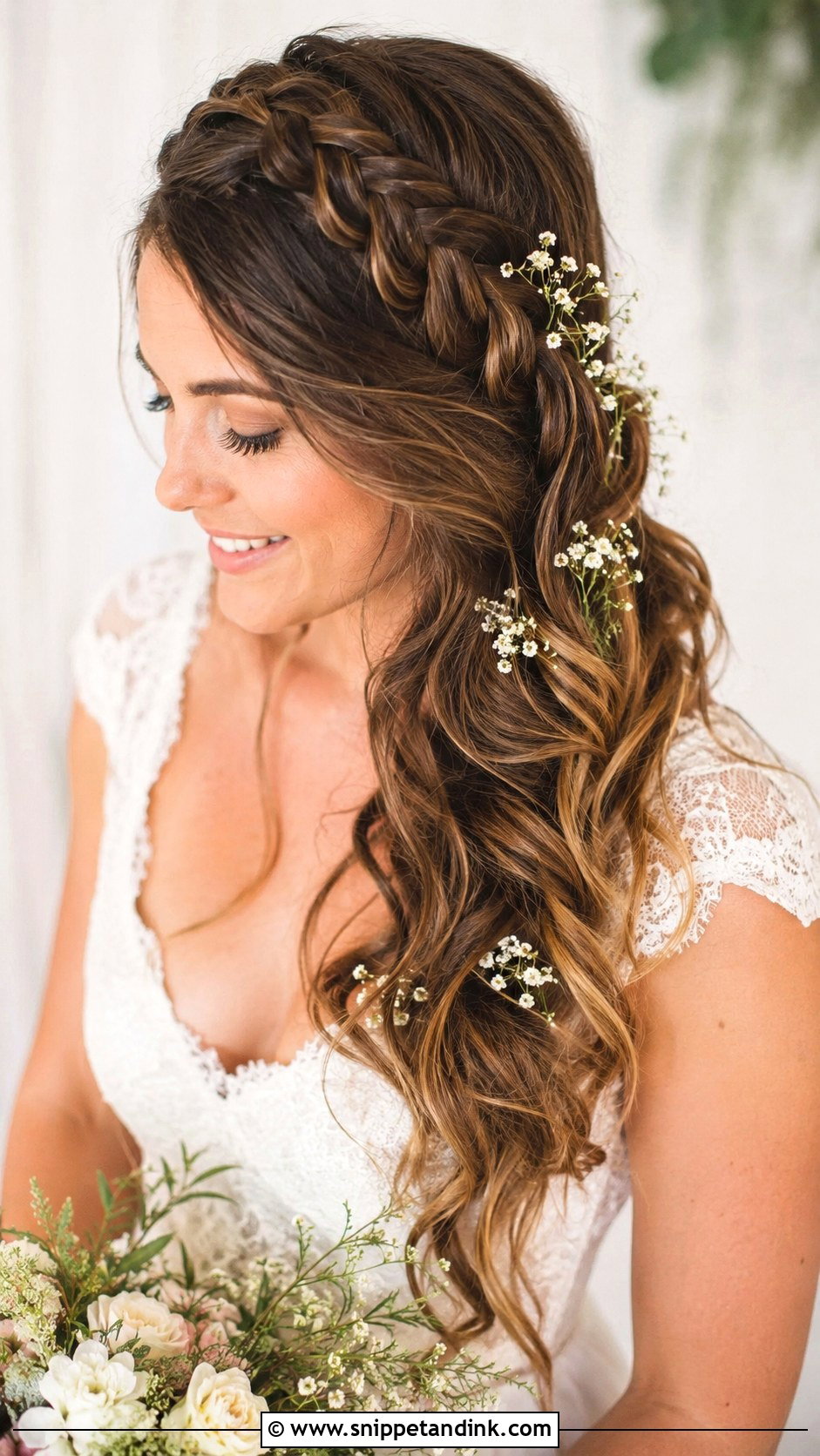 Side French Braid Into Waves - Snippet and Ink - 25 Easy Hairstyles for Long Hair Wedding