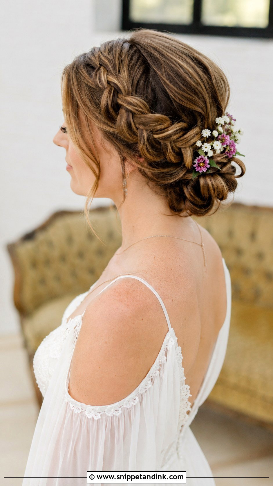 Side French Braid Updo - Snippet and Ink - 30 Side Wedding Hairstyles