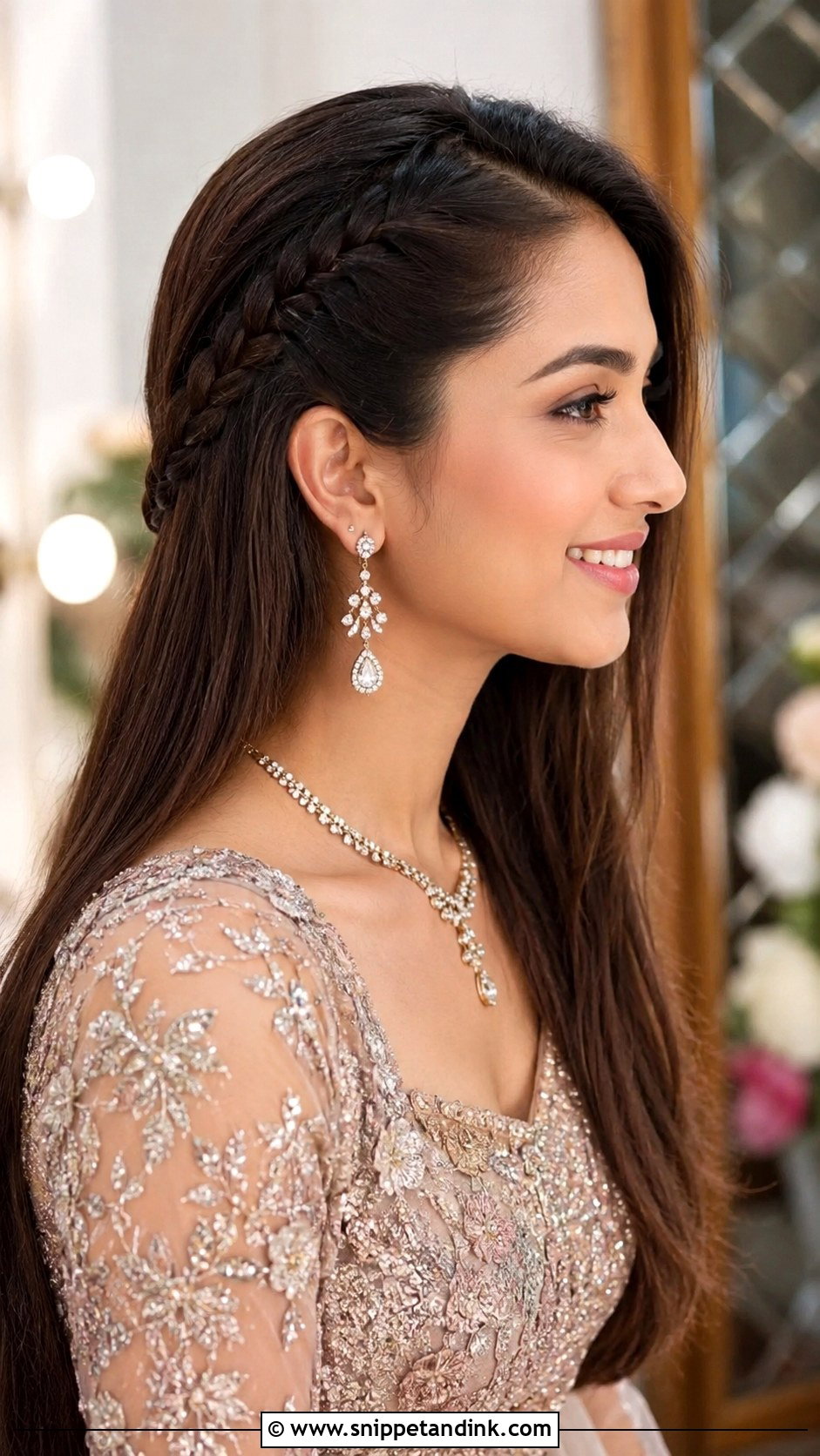 Side French Braid With Open Hair - Snippet and Ink - 20 Hairstyle for Engagement Look Ideas