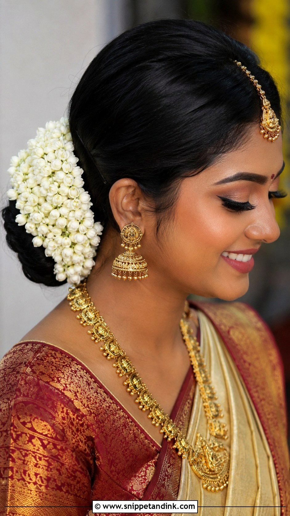 Side Gajra Bun Indian Wedding Hairstyle - Snippet and Ink - 15 Side Hairstyles Indian Wedding