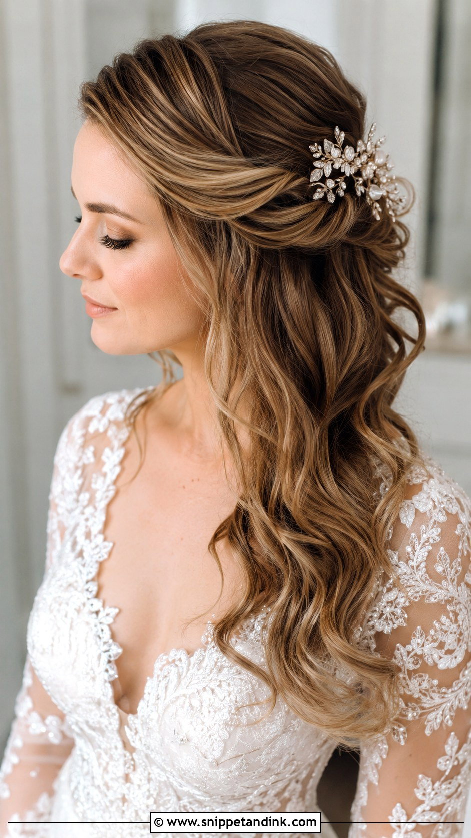 Side Half Up Half Down - Snippet and Ink - 20 One Side Up Wedding Hair Ideas