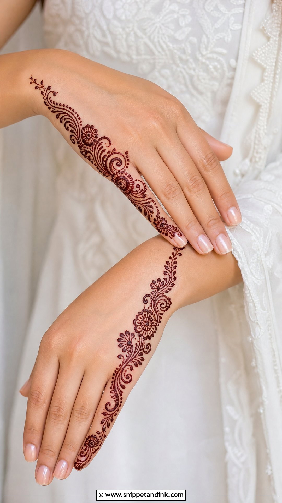 Side Hand Engagement Mehndi Design - Snippet and Ink - 20 Simple Engagement Mehndi Ideas