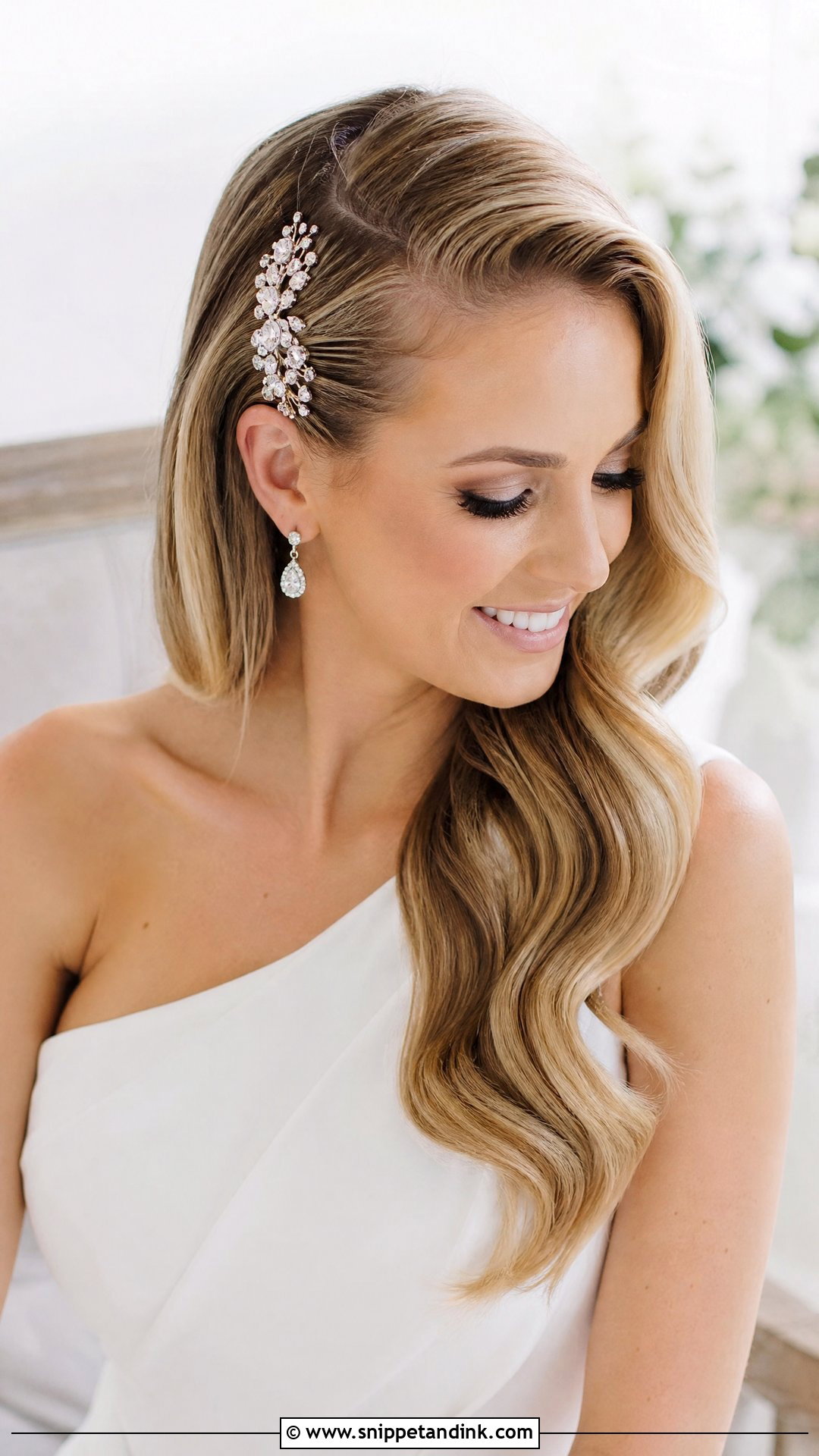 Side Hollywood Waves Over One Shoulder - Snippet and Ink - 20 Hollywood Waves Wedding Hair