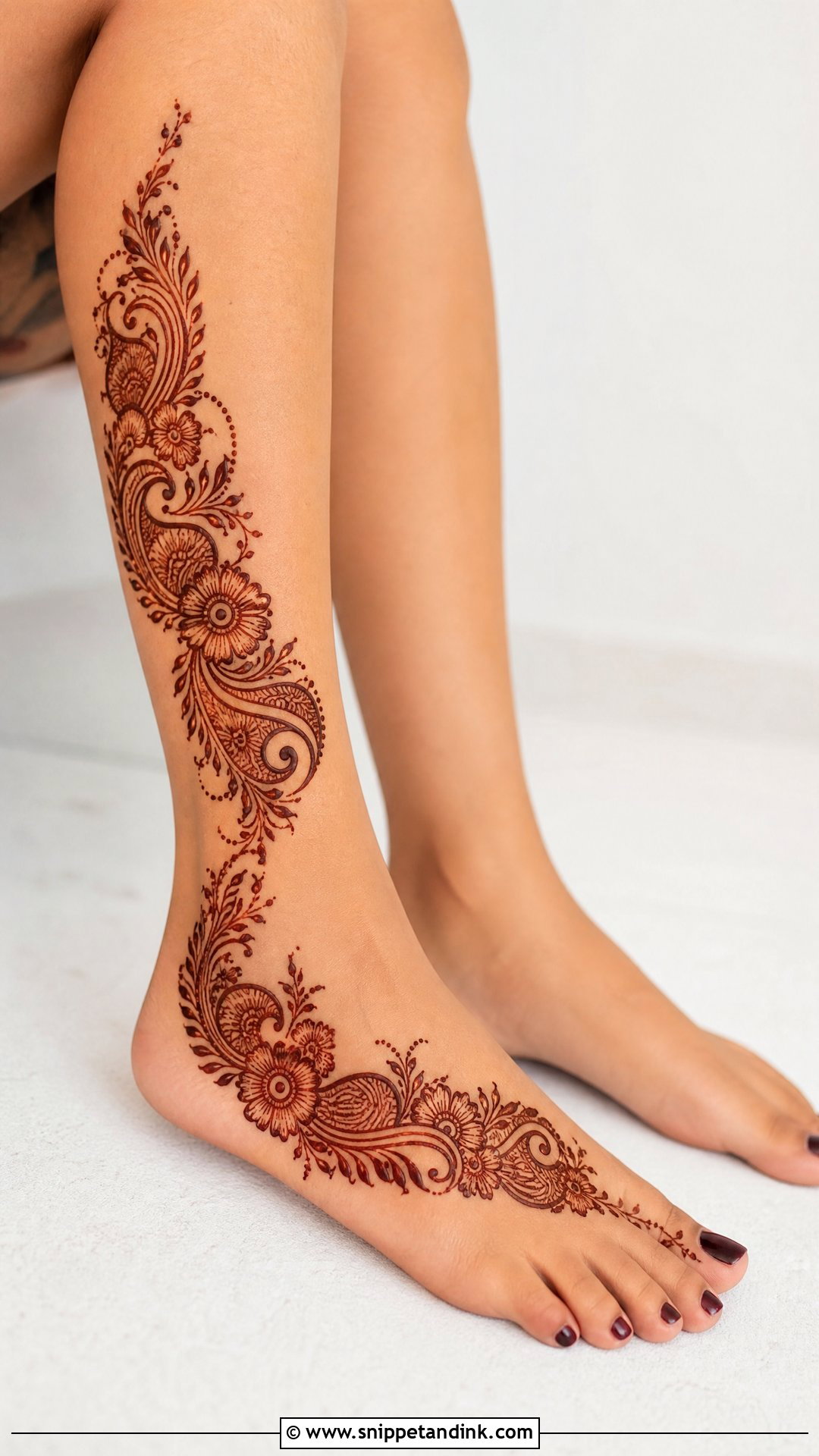 Side Leg Bridal Mehndi Design - Snippet and Ink - 20 Legs Bridal Mehndi Designs