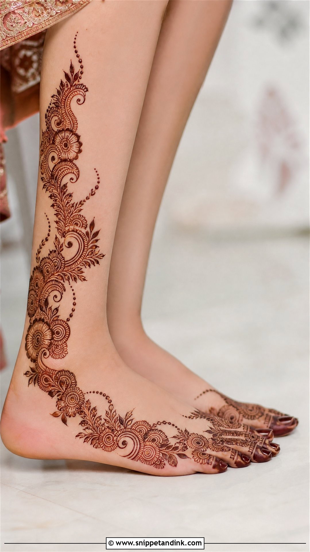 Side Leg Bridal Mehndi Design - Snippet and Ink - 25 Bridal Leg Mehendi Mehndi Design Ideas