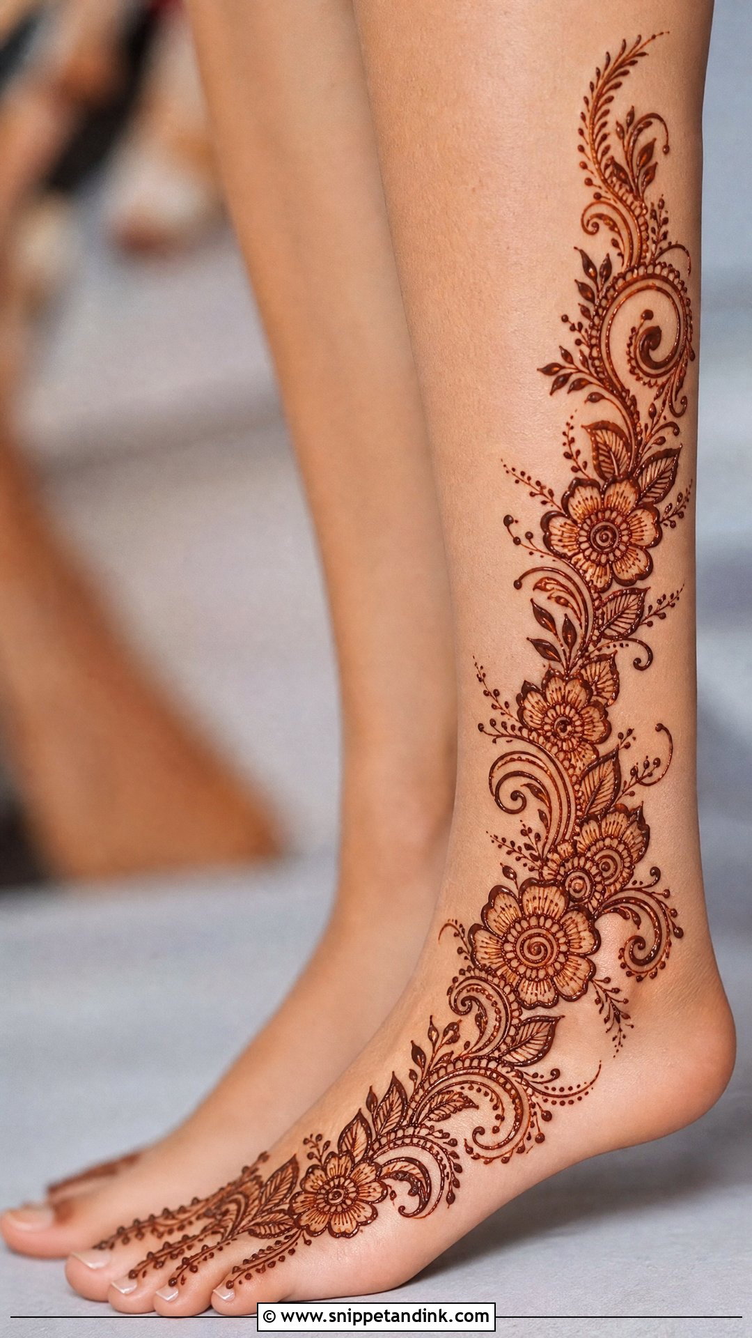 Side Leg Bridal Mehndi Design - Snippet and Ink - 20 Bridal Mehndi Designs for Leg