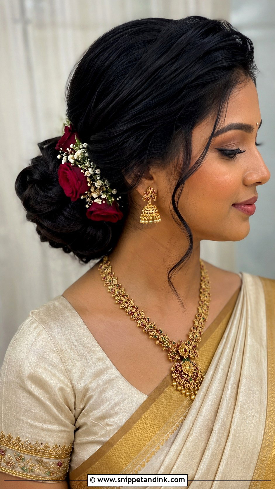 Side Low Bun Indian Wedding Hairstyle - Snippet and Ink - 15 Side Hairstyles Indian Wedding