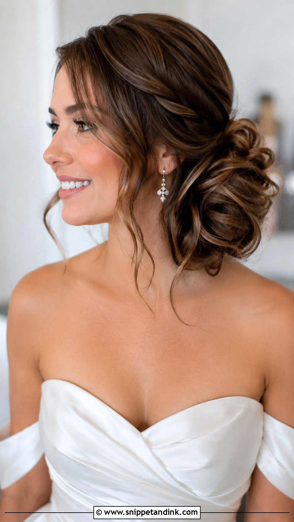 Side Messy Bun Wedding Hair - Snippet and Ink - 25 Messy Bun Wedding Hair Ideas