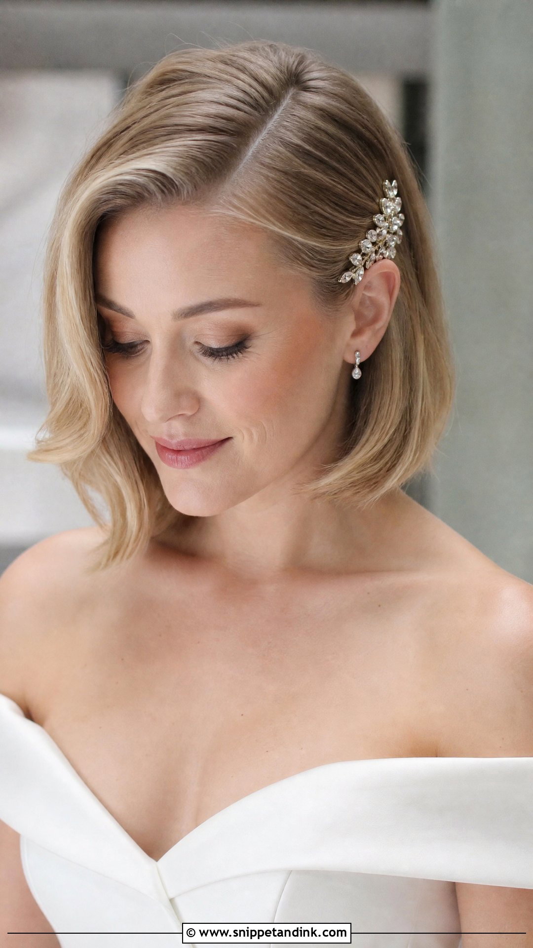 Side Part Bob Wedding Hair - Snippet and Ink - 20 Simple Wedding Hairstyles for Short Hair Shoulder Length