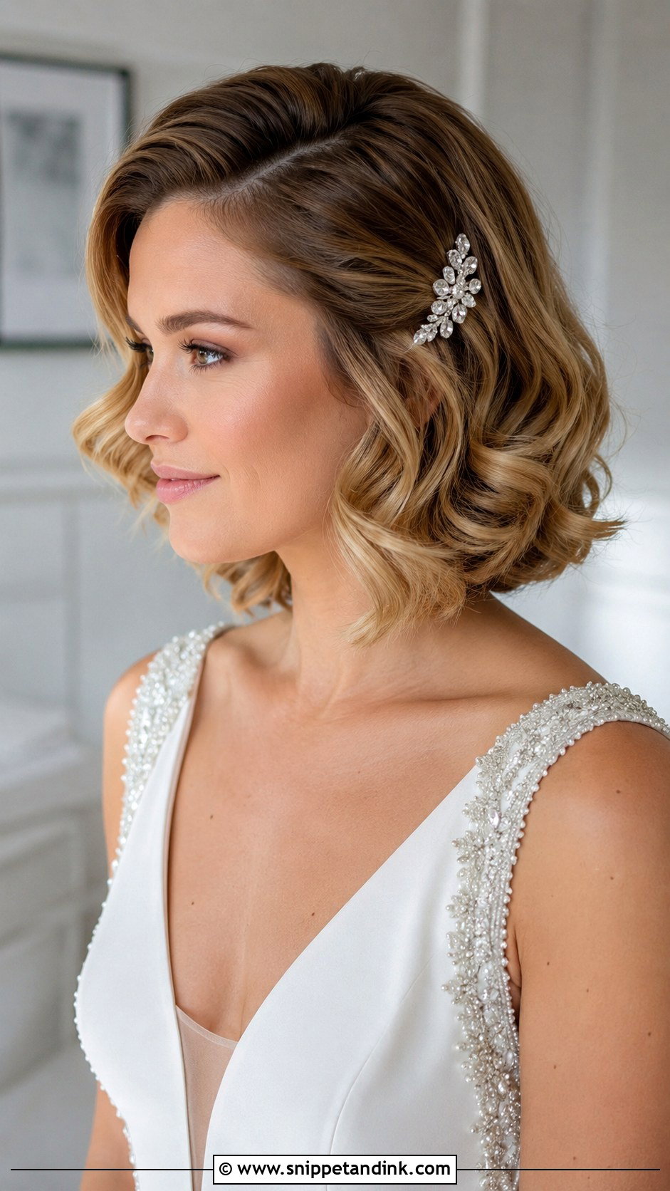 Side Part Bob With Soft Curls - Snippet and Ink - 20 Side Part Wedding Hairstyles