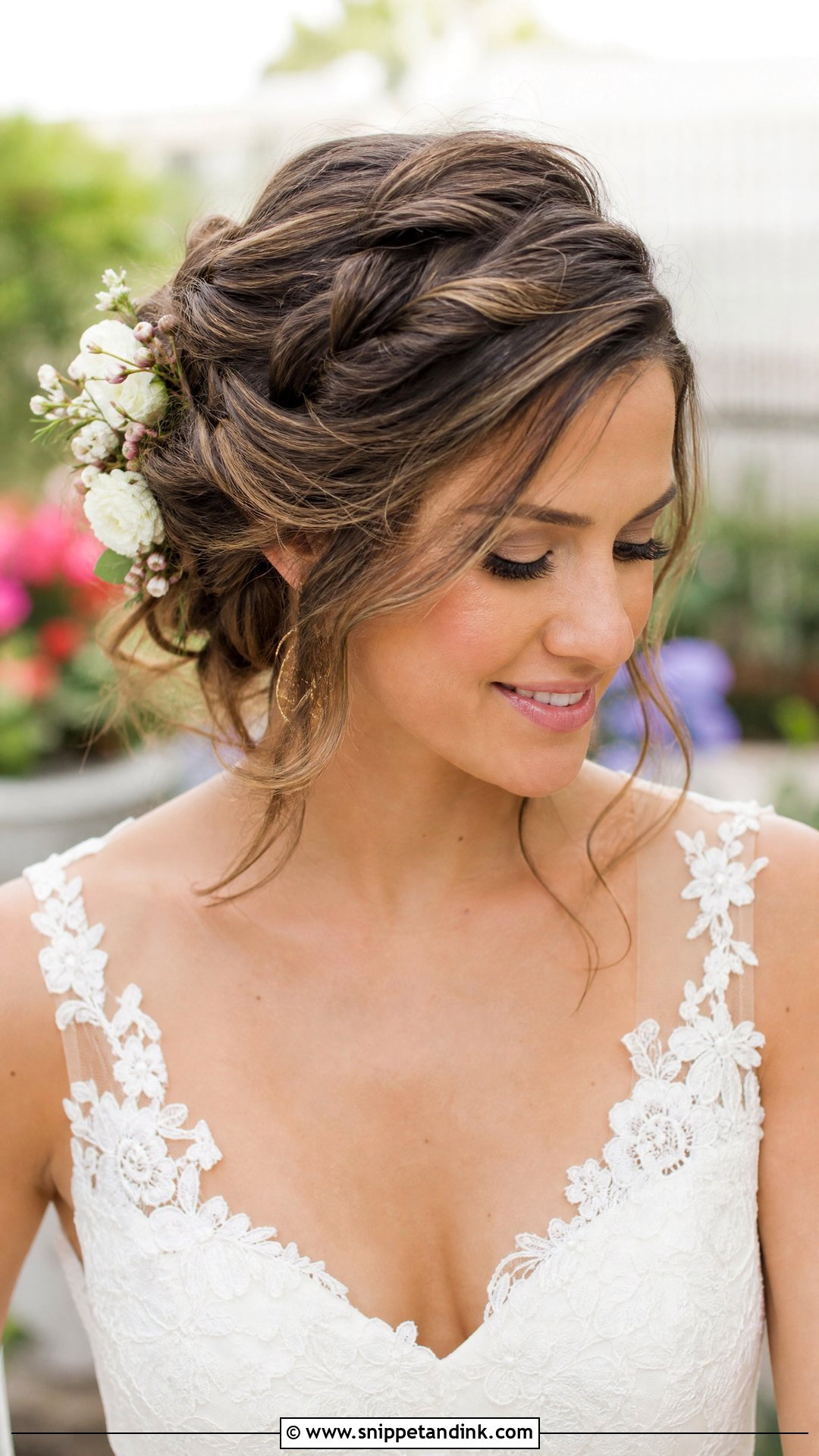 Side Part Boho Braided Updo - Snippet and Ink - 20 Side Part Bridal Hair Ideas