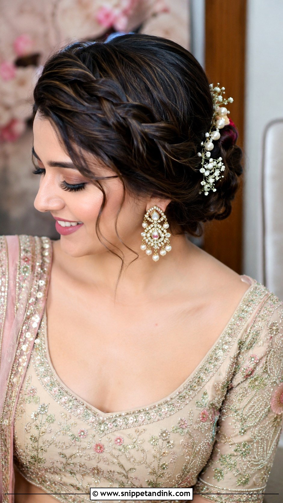 Side Part Braided Bun - Snippet and Ink - 20 Side Partition Hairstyles Indian Wedding