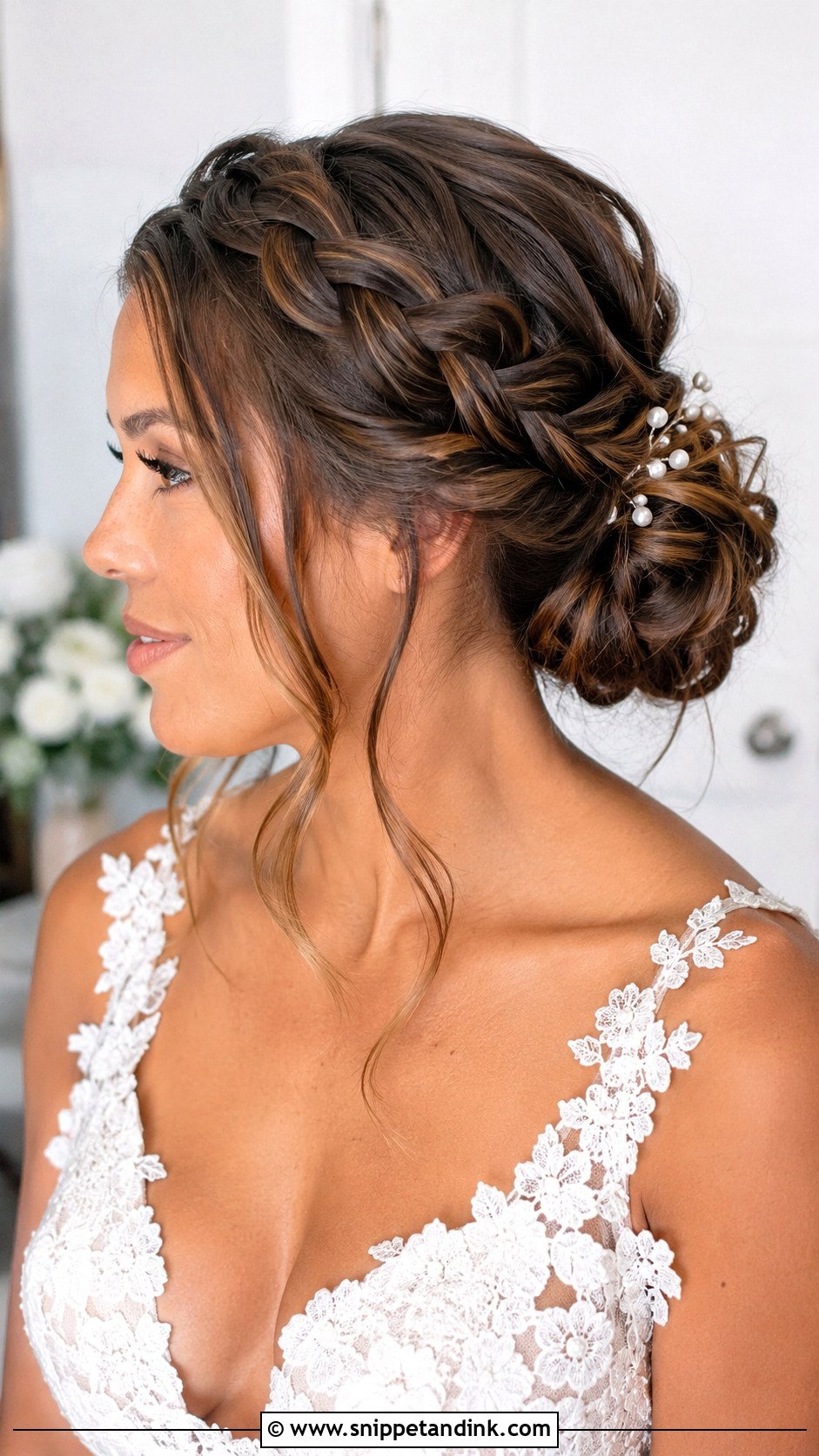 Side Part Braided Bun - Snippet and Ink - 15 Side Part Bridal Hairstyles