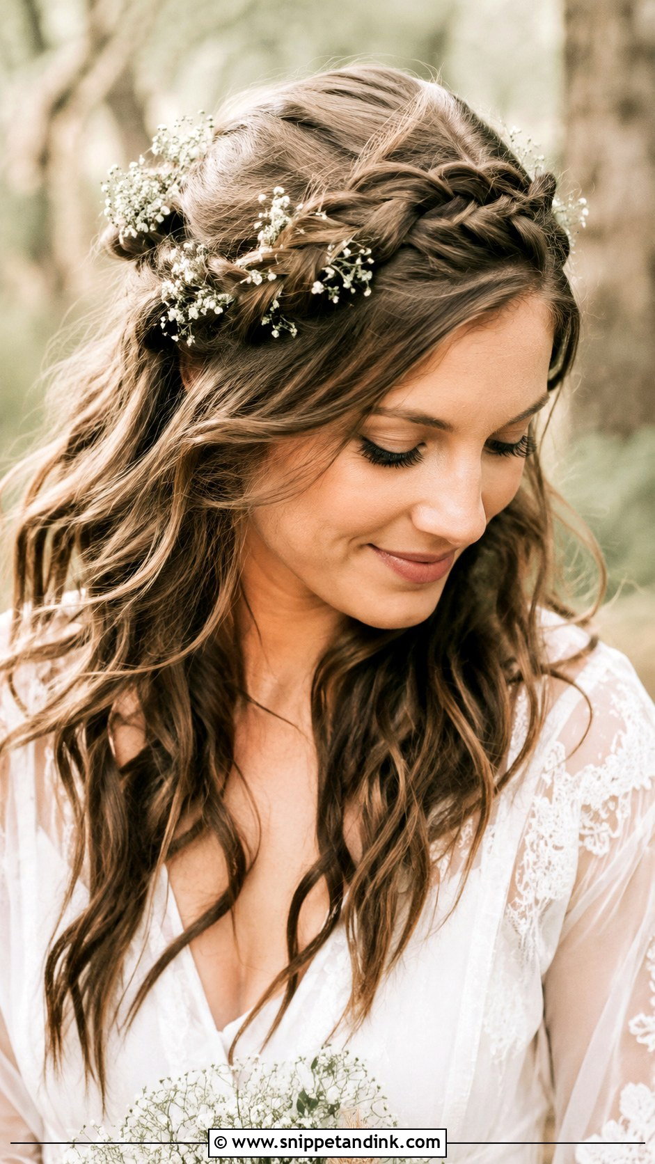 Side Part Braided Crown Wedding Hair - Snippet and Ink - 25 Side Part Wedding Hair Ideas