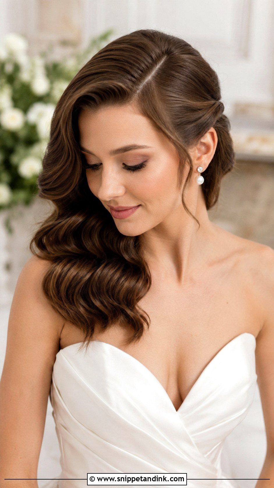 Side Part Bridal Hairstyle For Square Face - Snippet and Ink - 15 Square Face Bridal Hairstyles