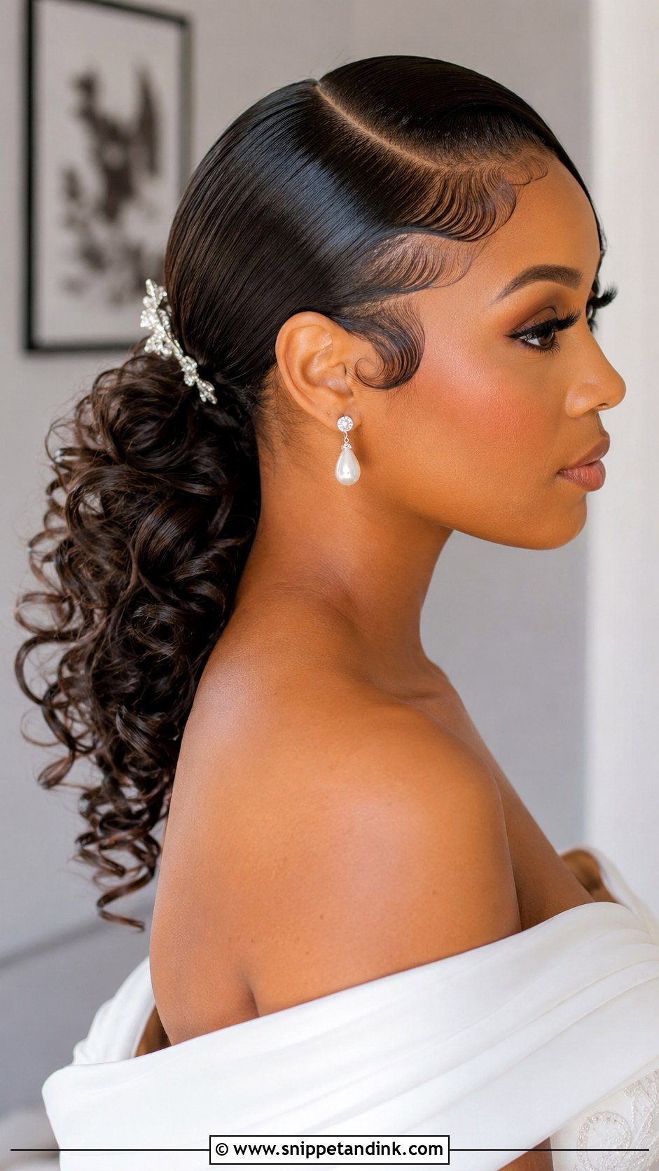 Side Part Bridal Ponytail For Black Women - Snippet and Ink - 20 Bridal Ponytail Hairstyles Black Women